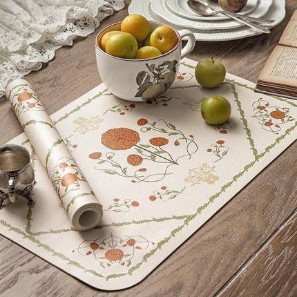 复古餐桌垫级轻奢隔热垫防烫西餐垫防水防油简约现皮革餐垫