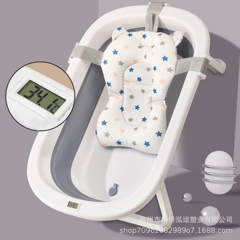泡澡桶儿童0-6岁婴儿洗澡盆可折叠浴盆家用坐躺沐浴盆小孩感温新