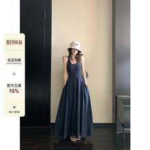 Skk Store 人皆肯豆 260G气质修身收腰工字背心高级感连衣裙女春