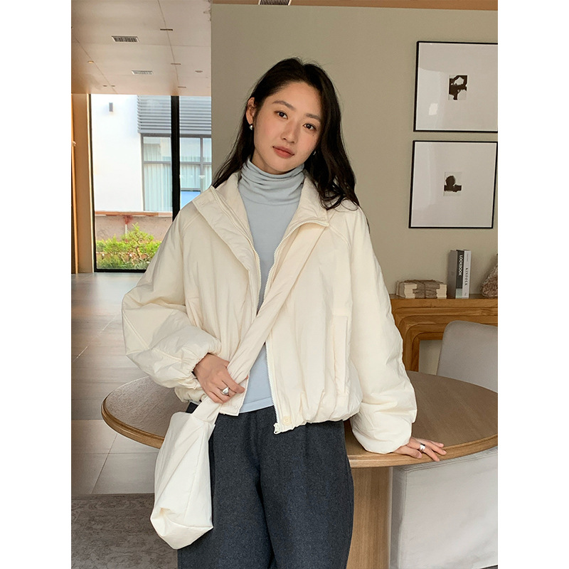 THE MIND配包包立领保暖棉服女2025冬新款韩版宽松短款外套T5681D