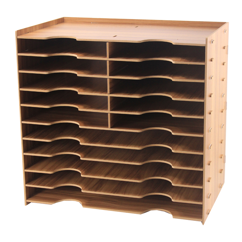 加厚文件架木质多层A3A4纸文件收纳盒桌面学生书架收纳整理置物架