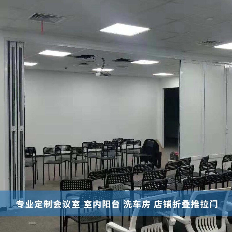 定制钛镁铝合金钢化玻璃折J叠门极窄防腐耐用