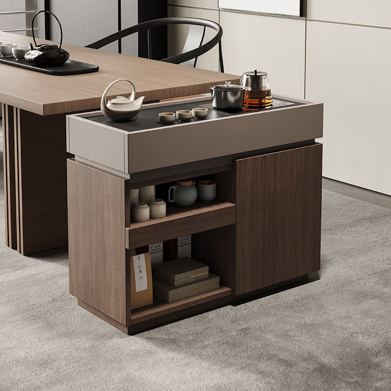 新中式高级e可移动茶水柜烧水壶一体边几家用客厅沙发侧边泡茶台