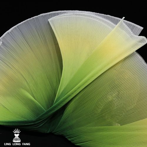 绿色渐变硬网纱 百褶纱幔小皱造型布料婚庆背景装饰办婚礼纱面料