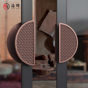 中式简约半圆大门拉手玻璃门木门把手定制单双开彷古铜圆形门把手