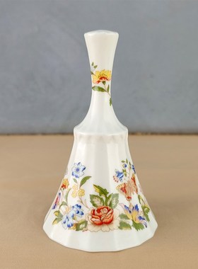 西洋收藏品 手工制作描金陶瓷铃铛 欧式复古陶瓷中古装饰摆件