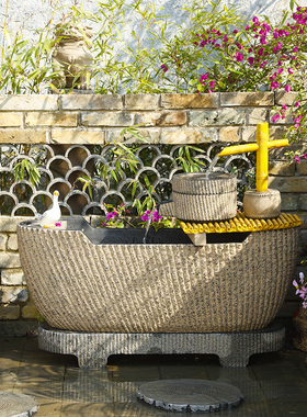 新中式庭院花园流水鱼池户外装饰循环水落地喷泉景观客厅招财摆件