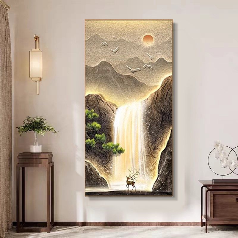 高山流水生财钻石画满钻新款玄关风景十字绣钻石绣轻奢麋鹿点钻画,居家布艺,钻石绣,淘宝优惠券,粉丝福利购,淘宝优惠卷