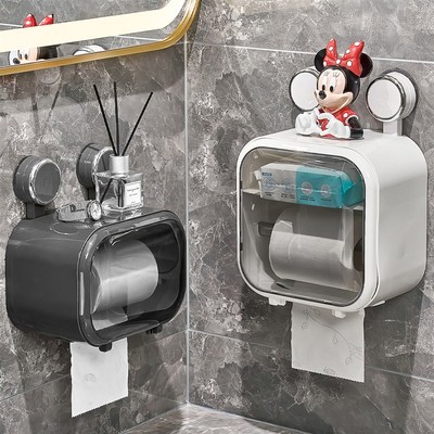 吸盘卫生间纸巾盒厕纸盒厕所卫生纸抽纸盒防水免打孔壁挂式高级感