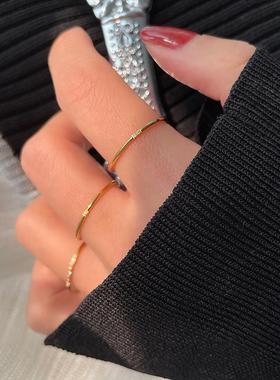 高级感戒指钛钢超细素圈镶一粒钻可叠戴关节戒指简约冷淡风不褪色