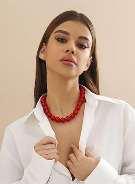 亚克力珠子项链女 欧美新潮时尚个性网红夏季旅行度假搭配锁骨链