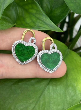 【六月来了】 铜镶翡翠心形吊坠 CYX00679