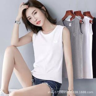 上衣网红法式 吊带背心女内搭设计感小众夏外穿白色圆领无袖 小吊带
