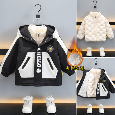 童装男童羽绒服冲锋衣外套2025新款儿童秋冬季宝宝加厚棉服三合一