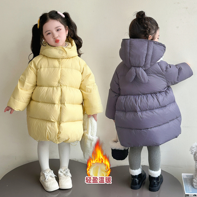 女童云朵泡芙羽绒服2025新款超好看中长款加厚小女孩宝宝外套冬季