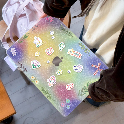 ins多彩星星兔适用苹果华为电脑macbook15保护壳mac笔记本电脑2025新款M2pro15寸macbookair13膜M3轻薄冰晶壳