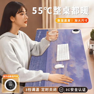 ins风景加热鼠标垫超大暖桌垫女生高颜值办公室冬天左右开关工位加热垫电脑桌面发热键盘垫写字作业电热桌垫