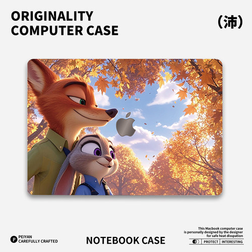 疯狂动物城适用苹果华为电脑macbook15卡通周边保护壳mac笔记本电脑2025款M2pro15寸macbookair13膜M3轻薄壳