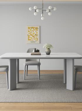 桌明简匠家居轻奢岩板37247实木餐桌椅组合家用灰色约饭厅餐轩吃