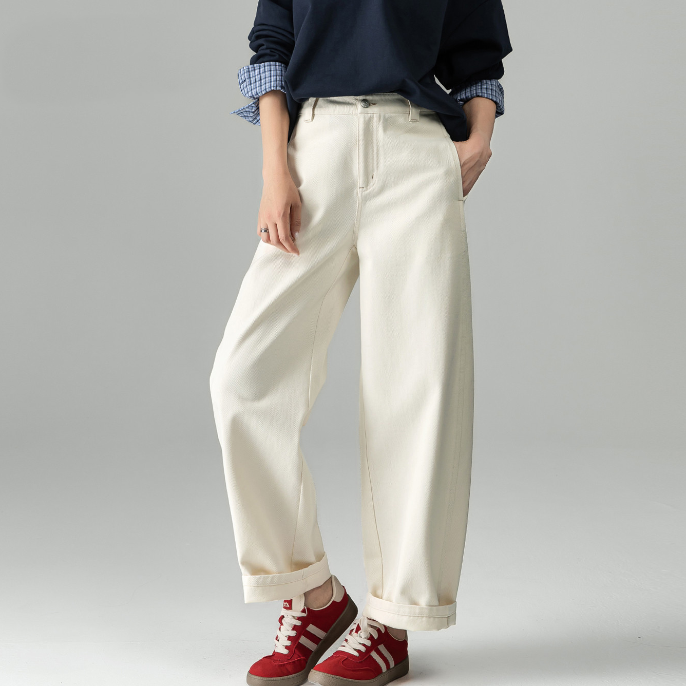 阔腿裤长裤常规牛仔布2025秋