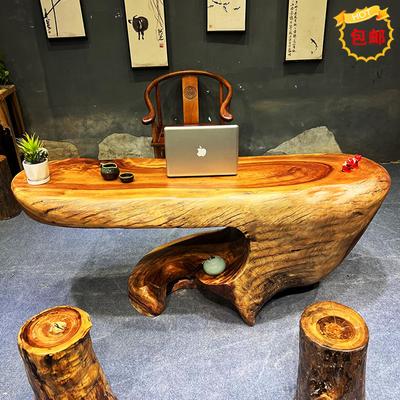 香樟木茶台金丝楠木根雕茶桌树根实木茶几阳台原木家用茶海整体桌