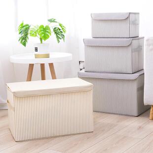 可折叠棉麻衣物收纳箱布艺大号衣柜收纳盒整理箱家用可水洗储物箱