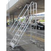 定制铝合金移动平台梯安全工作梯爬梯围栏扶手登高梯子仓库货架梯