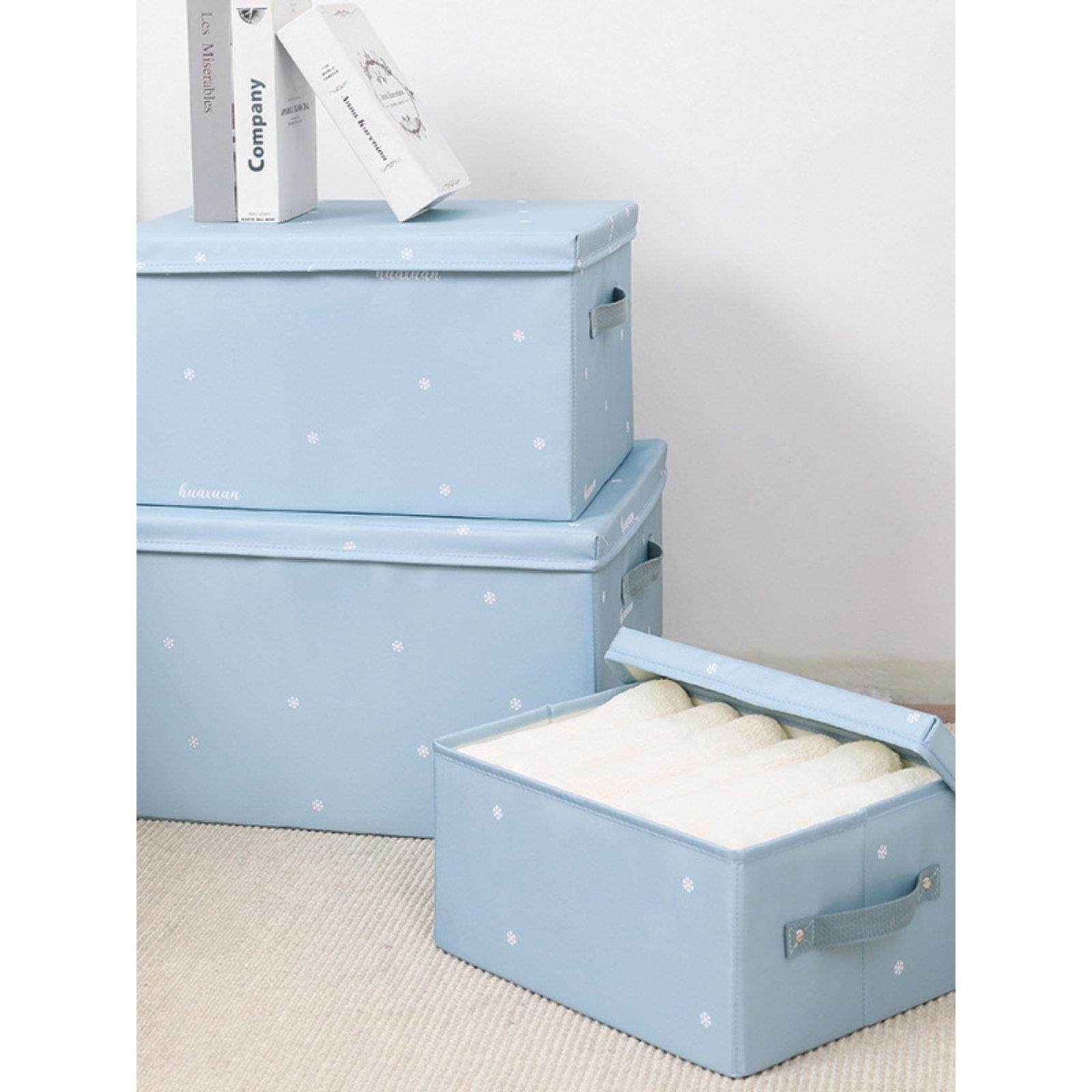 缎面布艺折叠收纳盒可水洗家用带盖整理箱加大容量天地盖三层加厚,收纳整理,收纳箱,淘宝优惠券,粉丝福利购,淘宝优惠卷