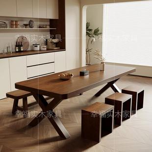 纯实木桌家用办公电脑桌子现代简约长条工作台书房写字学习大板桌