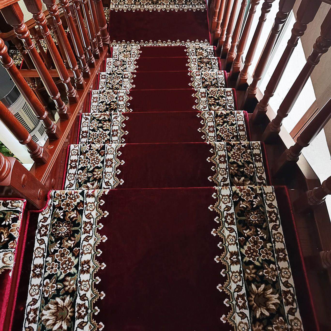 新中式复式实木楼梯防滑地毯地垫丝绒定制木制免洗免胶自粘踏步垫,居家布艺,楼梯垫,淘宝优惠券,粉丝福利购,淘宝优惠卷