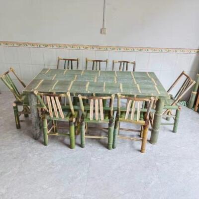 纯手工竹桌子茶舍正方形原竹桌升级款餐桌子茶舍新款竹桌子名宿