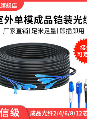 悦毅室外成品铠装光缆2芯4芯6芯8芯12芯单模室外架空光缆SC/FC/LC/ST光纤线免熔接户外四芯光缆可定制