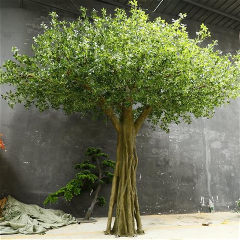 假树仿真树大型室内装饰实木客厅酒店发财树绿U植物盆栽吊钟树