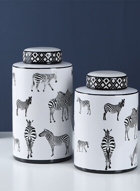 现代简约家居摆件陶瓷瓶罐两件套北欧G软装摆饰罐子客厅装饰工艺