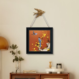 中古风百鸟朝阳玄关餐厅装饰画w2025新款卧室床头挂画复古艺术壁