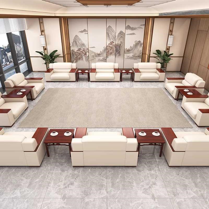 接待室会客贵宾室会m议沙发办公室中式商务简约布艺沙发茶几单直