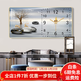 钟表饭厅厨房挂画单幅客厅轻奢壁 瑞尚餐厅装 饰画带时钟2023年新款