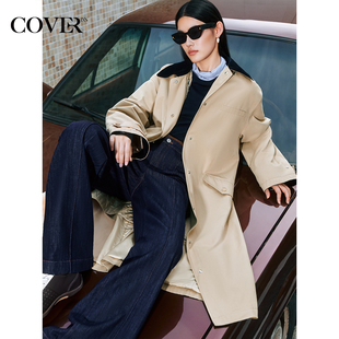 COVERINS巴恩风衣外套女长款 CC35508010 可拆卸内胆棉服2025冬新款
