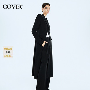 COVERINS黑色羊毛西装 女CC34110070 外套大衣长款