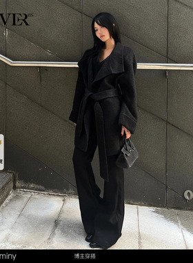 COVERINS博主同款羊驼毛双面呢外套金敏喜风短大衣冬季CC34510040