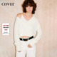 COVERINS慵懒感羊毛v领针织衫 上衣女两件套2025冬新款 CC35506100
