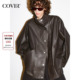 COVERINS油蜡感褶皱肌理立领风衣外套女宽松2026春新款 CC36110020