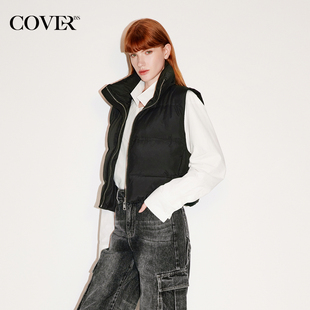2025冬新品 COVERINS轻量云朵感 90白鹅绒立领羽绒马甲女短款