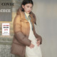 COVERINS咖色90白鹅绒连帽羽绒服女中款 立领绗缝设计CC34508100