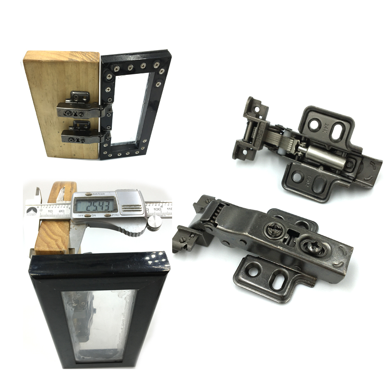 极简铝框玻璃门盖侧板25铰链铝合金框门玻璃展示柜书柜飞缓冲合页