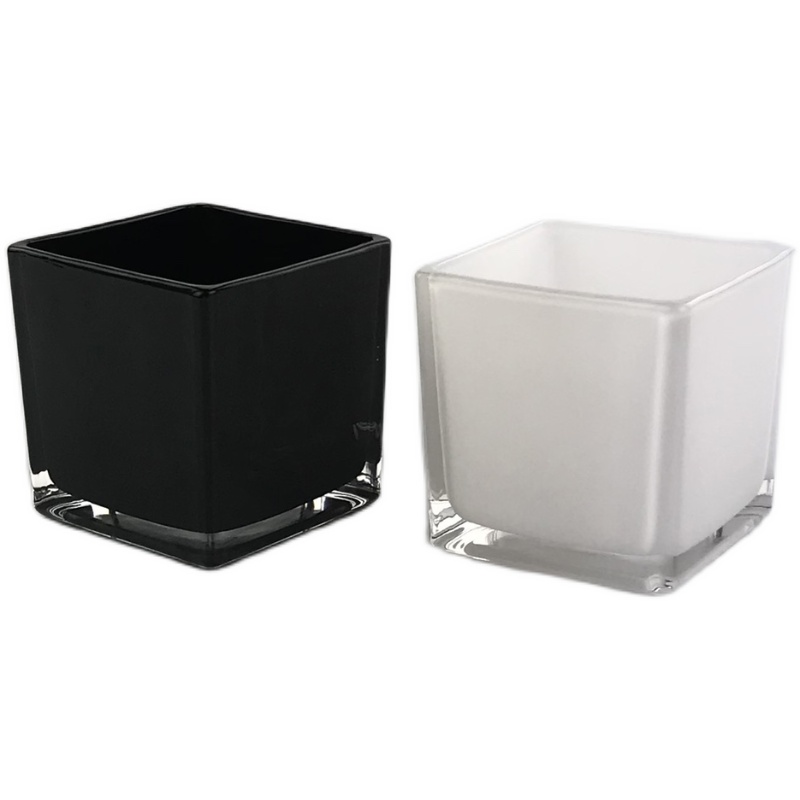 正方形黑白色玻璃花瓶透明方缸家居水培花器装饰婚庆婚礼插花摆件