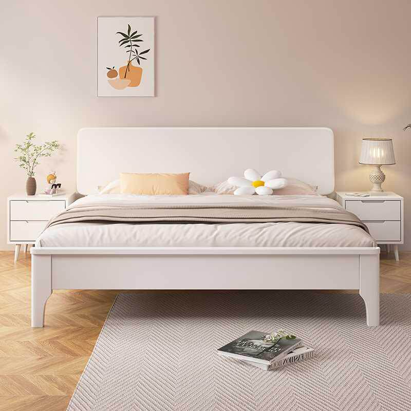 阿玛仕白色实木床1.8米1.5m双人1.35主卧1.2现代简约日式高箱储物