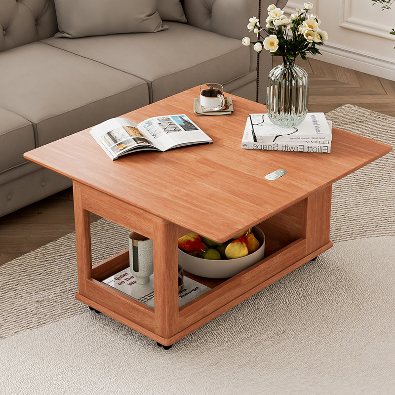 实木移动伸缩边几折叠茶几小户型客厅可移动茶桌黑色轻奢沙发边桌