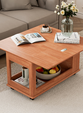 实木移动伸缩边几折叠茶几小户型客厅可移动茶桌黑色轻奢沙发边桌