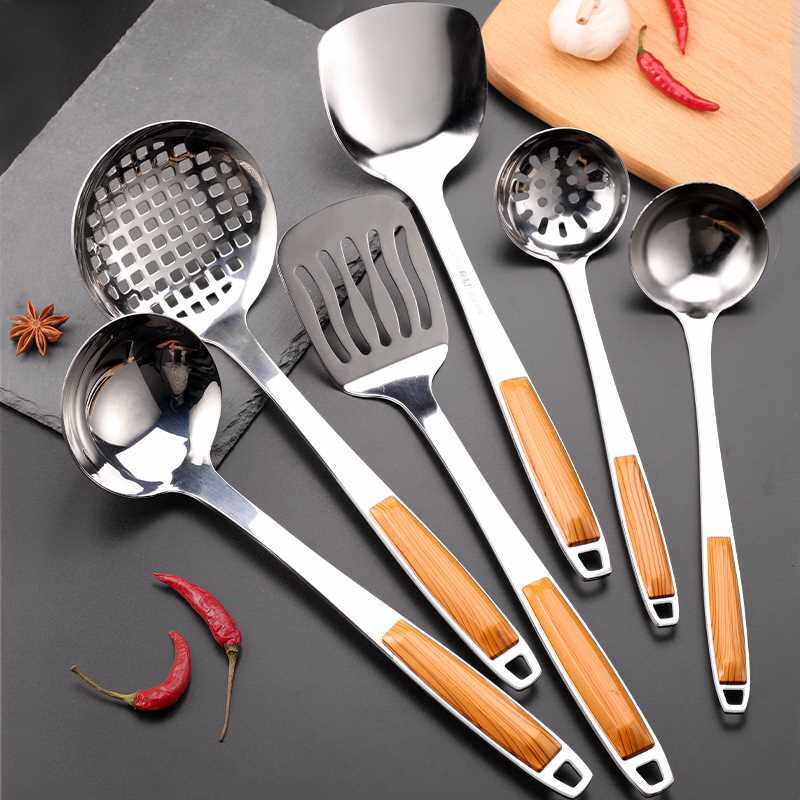 庆展锅铲304不锈钢炒菜铲子家用厨具漏勺汤勺全套装炒勺火锅勺子